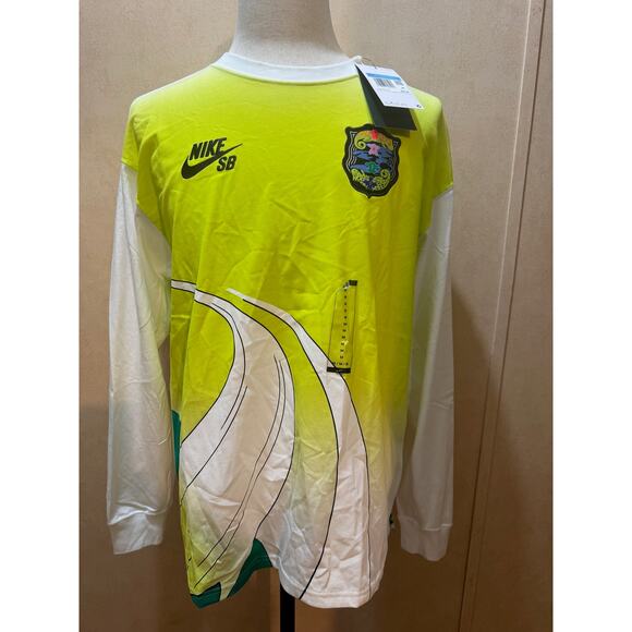 Nike SB YA Long Sleeve Lizard Graphic Shirt White Loose Fit Size Medium Skate - Picture 1 of 5
